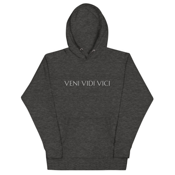 Veni Vidi Vici * Embroidered Premium Hoodie * Charcoal Heather * Unisex